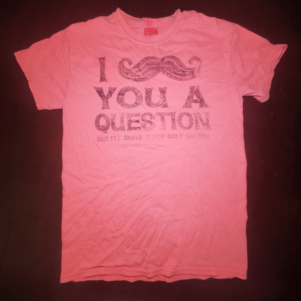 Novelty tee "I mustache you a question"